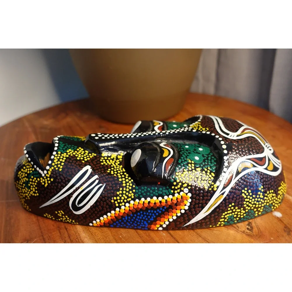 Wooden handcarved colorful wall gallery mask collectible art‎